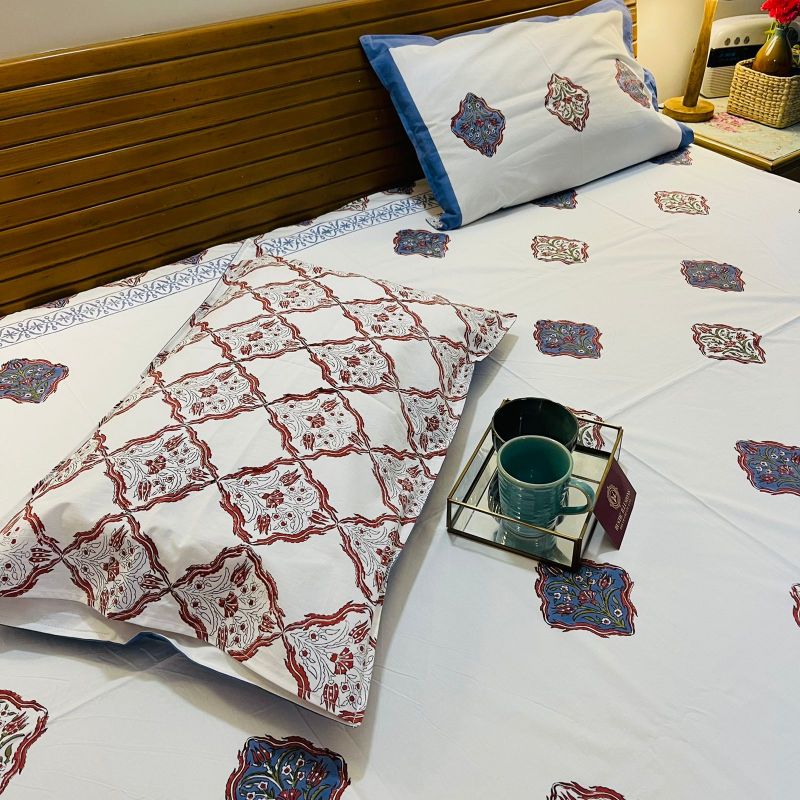 Navy Mughal Premium Cotton Bedsheet