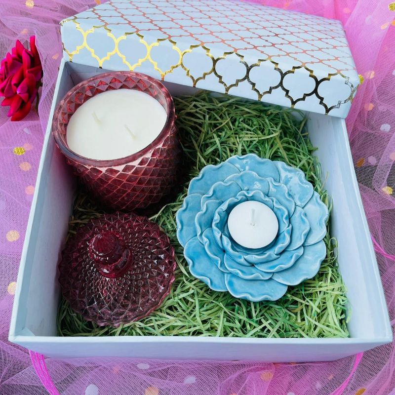 Diwali Gift Box I Ceramic Tea Light & Candle