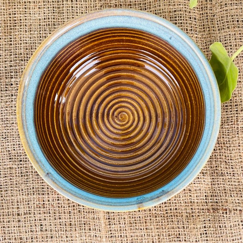 Amber Blue Lined Bowl