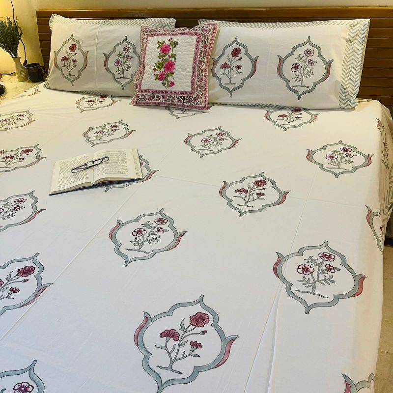 Floral Print Premium Cotton Bedsheet with Pillow Covers