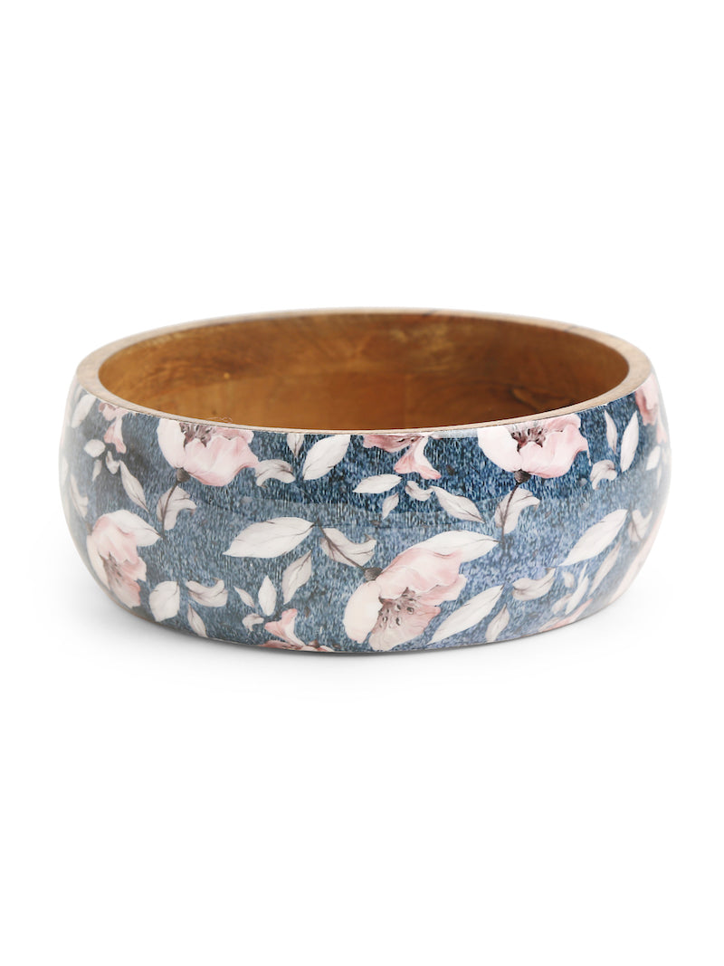 Blue Salad Bowl with Flower Design