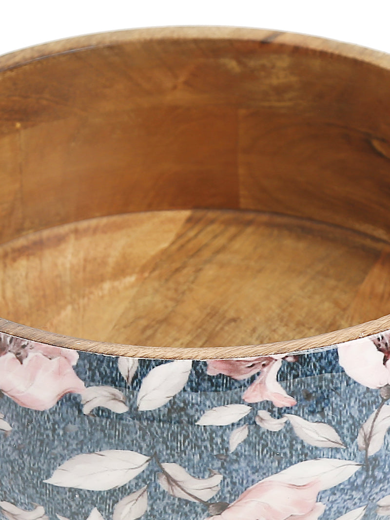 Blue Salad Bowl with Flower Design