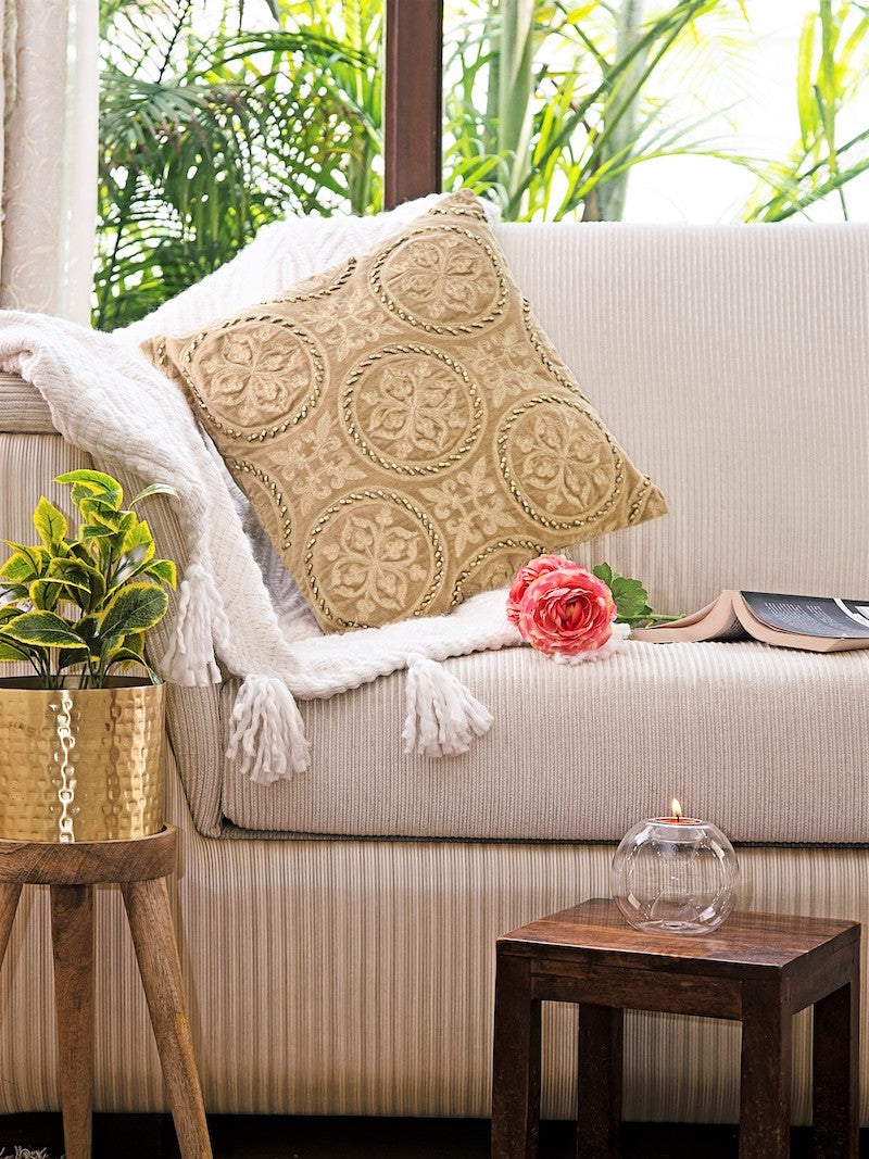 Zari Embroidery & Hand Beaded Exclusive Cushion Cover