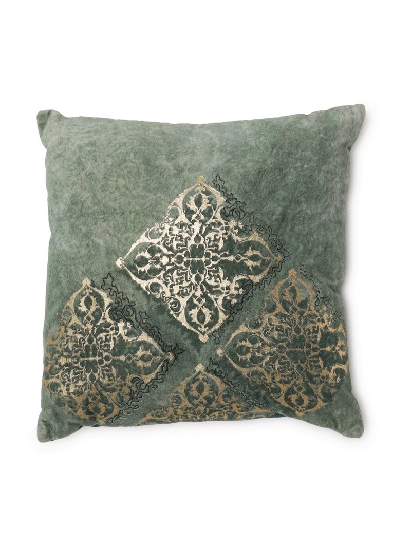 Golden Foil Printed Embroidered Cushion Cover