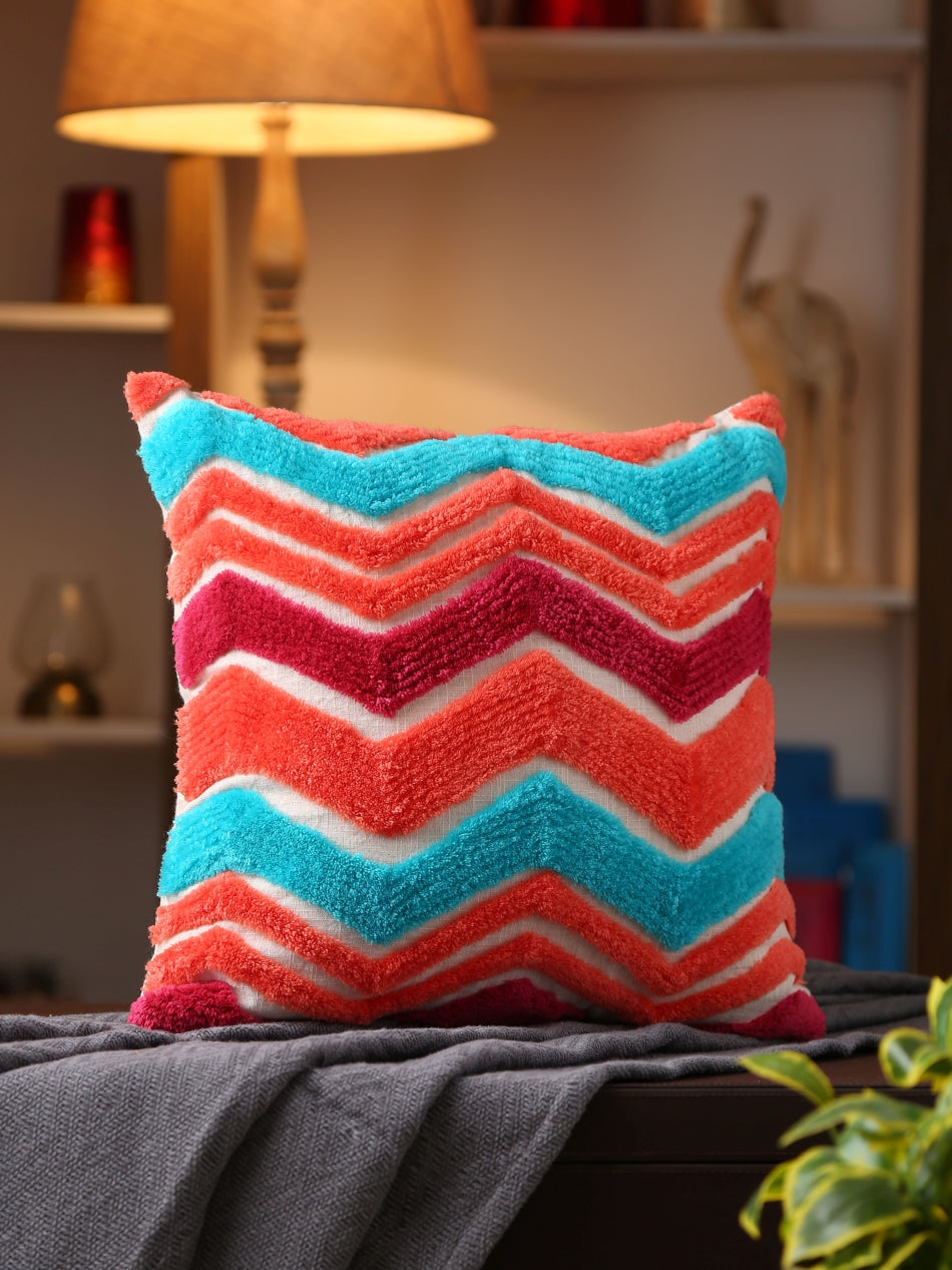 Multicolor Tufted Cushion Cover