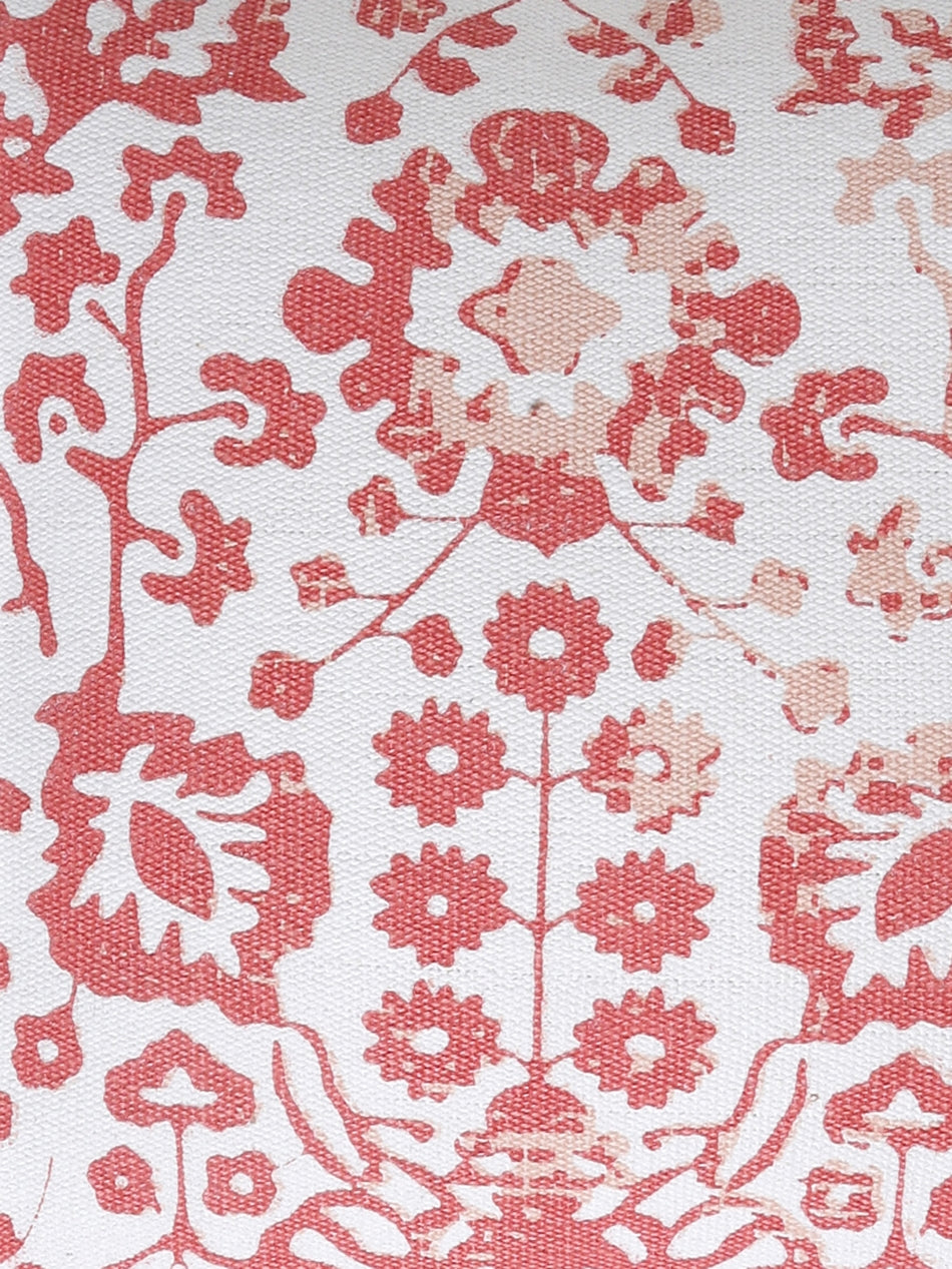 Peach Flower Printed Cushion Cover with Tassels