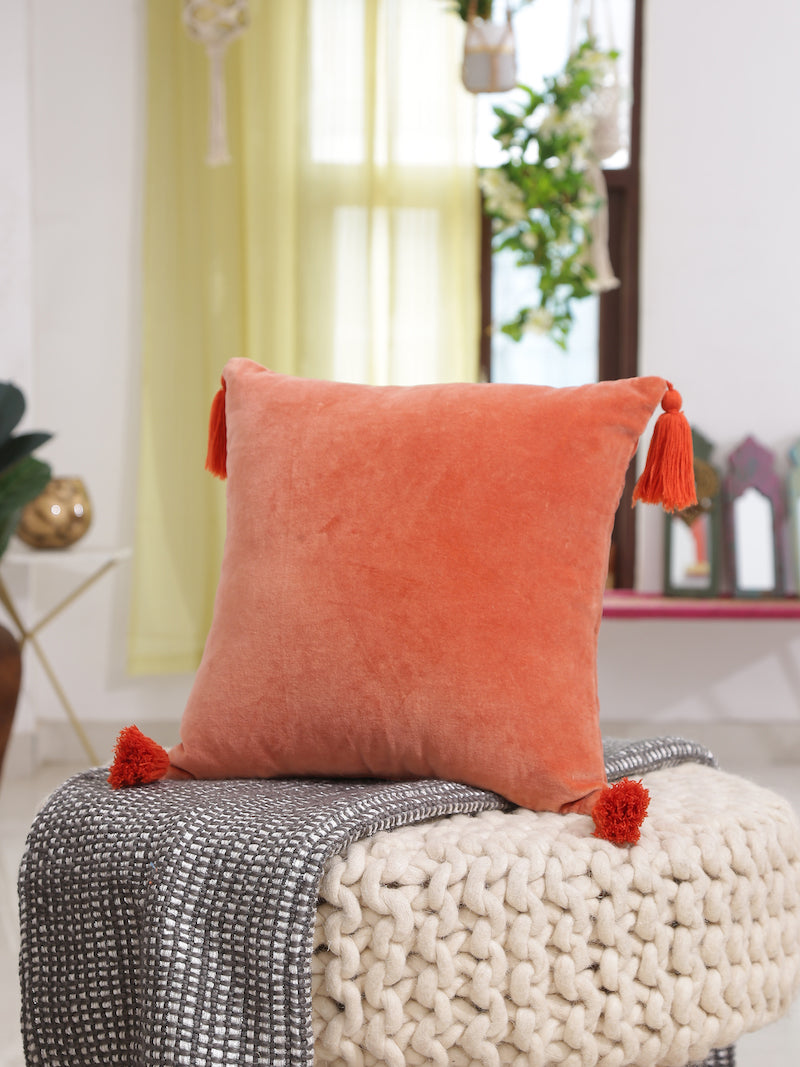 Cotton Slub Handcrafted Cushion Cover with Beading