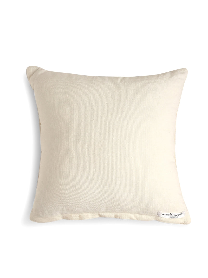 Circular Beige Beaded Accent Cushion Cover