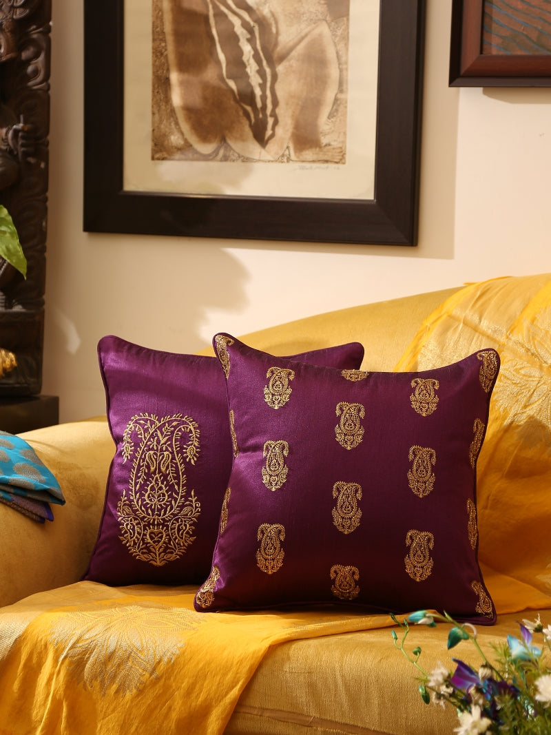 Double Paisley Design Cushion Covers (Set of 2)