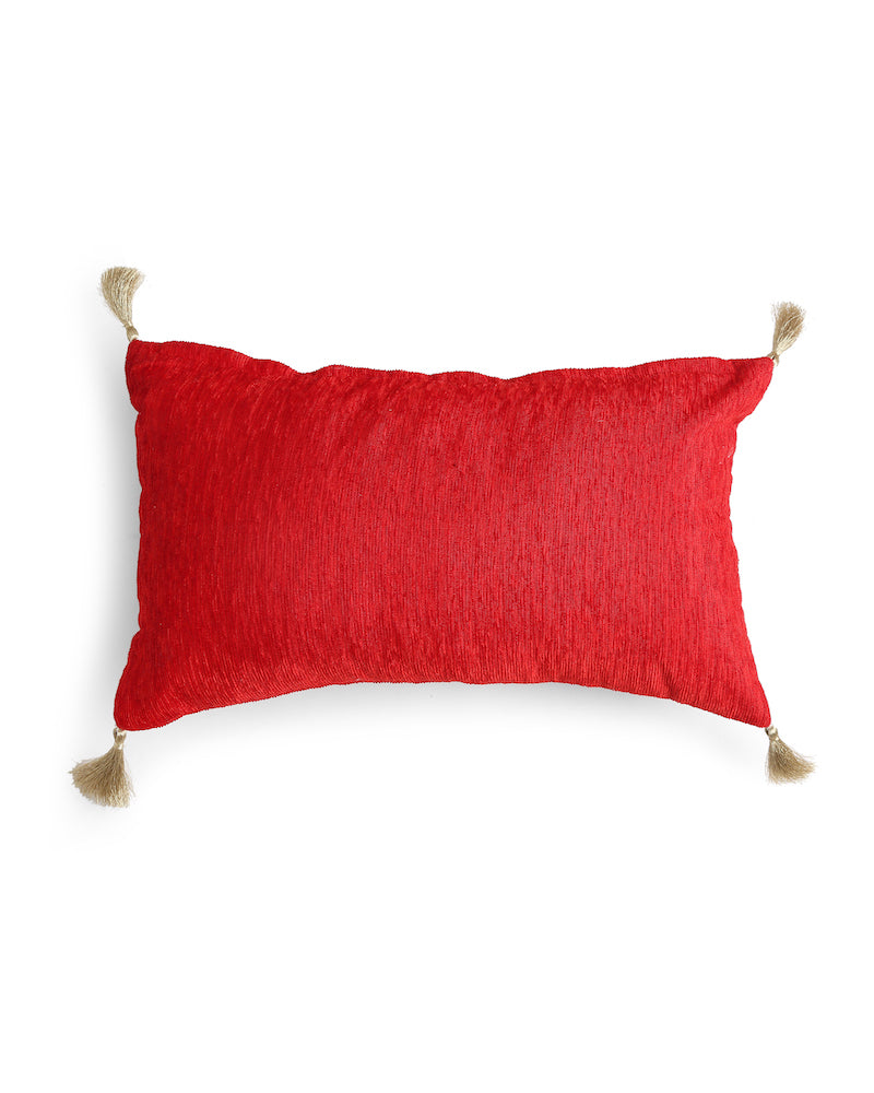 Red Gold Tone Beaded Cushion Cover