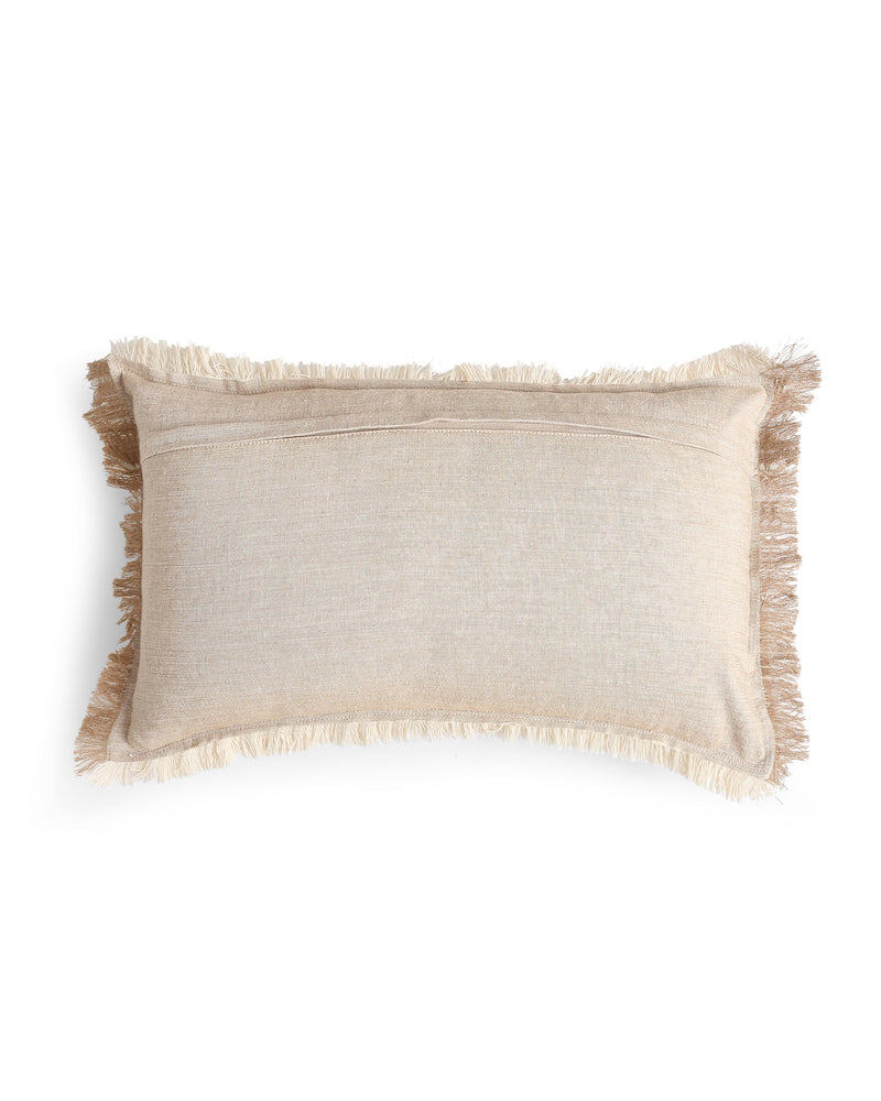 Beige Cushion Cover with Embroidered Motif (20" X 12")