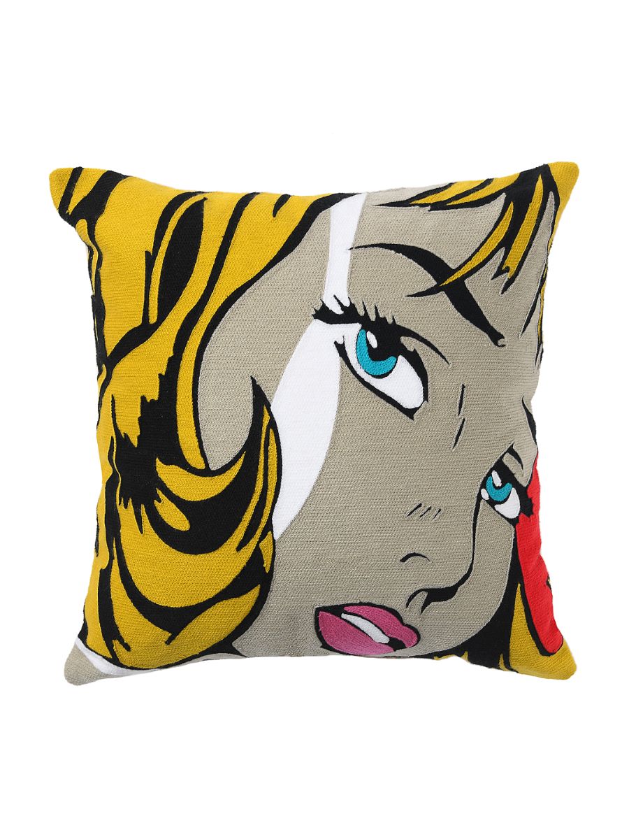 Retro Vintage Pop Art Girl Cushion Cover