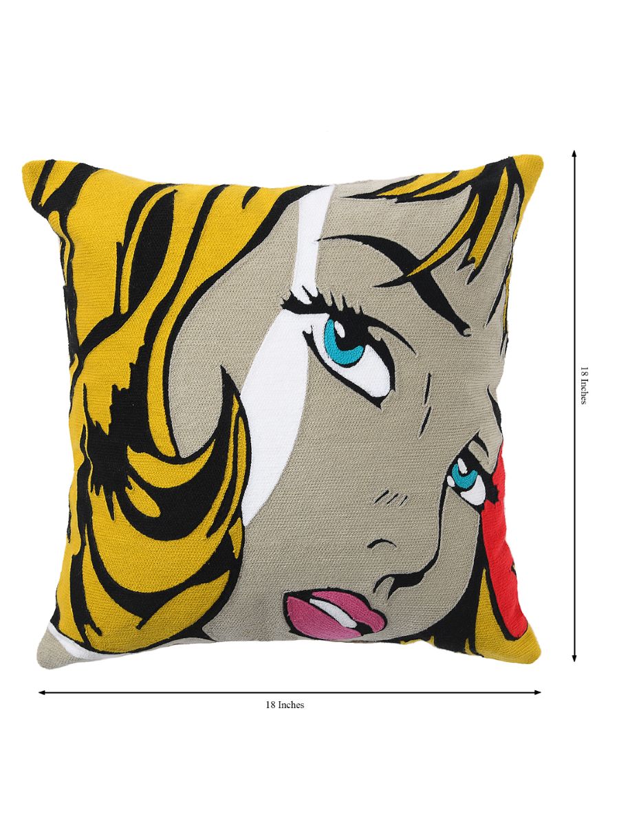 Retro Vintage Pop Art Girl Cushion Cover