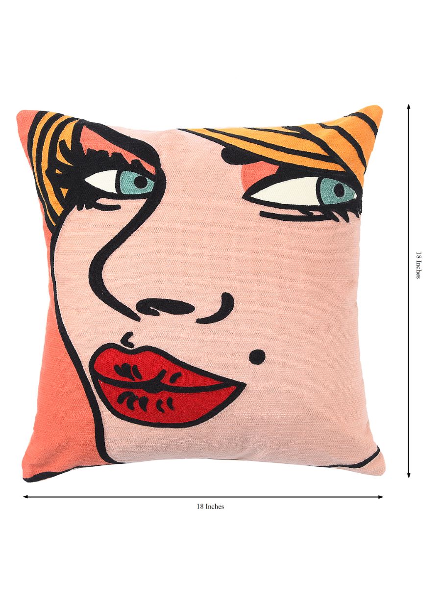 Retro Vintage Pop Art Girl With A Smile Cute Cushion Cover