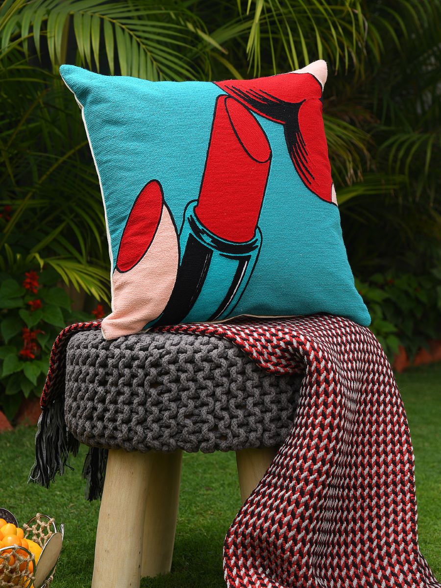 Retro Vintage Pop Art Lipstic Design Cushion Cover