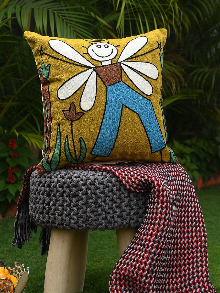 Quirky And Beautiful Abstract Art Boy With Wings Cushion Cover