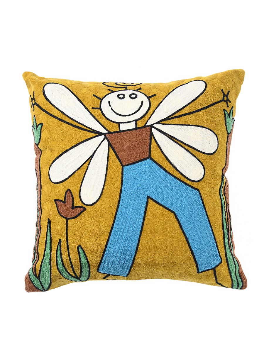 Quirky And Beautiful Abstract Art Boy With Wings Cushion Cover