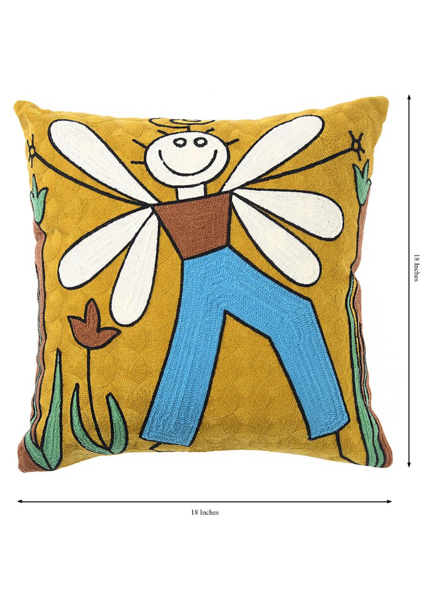 Quirky And Beautiful Abstract Art Boy With Wings Cushion Cover