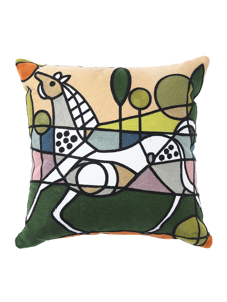 Quirky And Beautiful Abstract Art Horse Design Cushion Cover