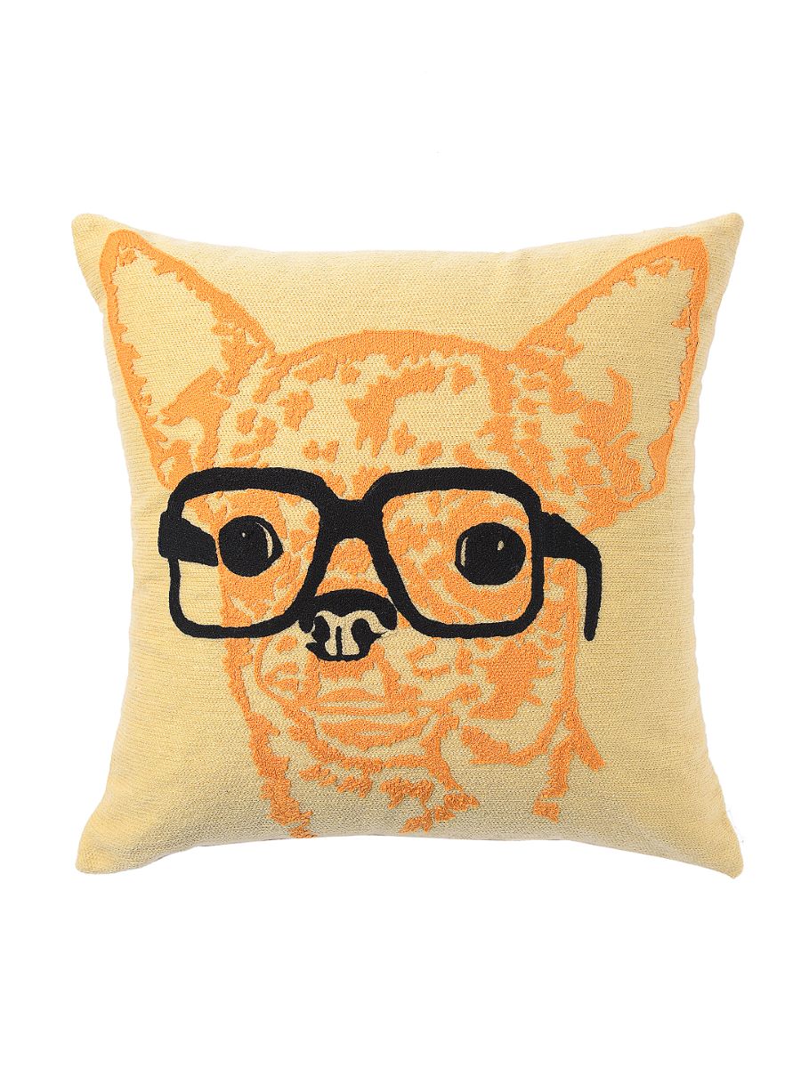 Quirky And Beautiful Dog With Spectacle Cushion Cover
