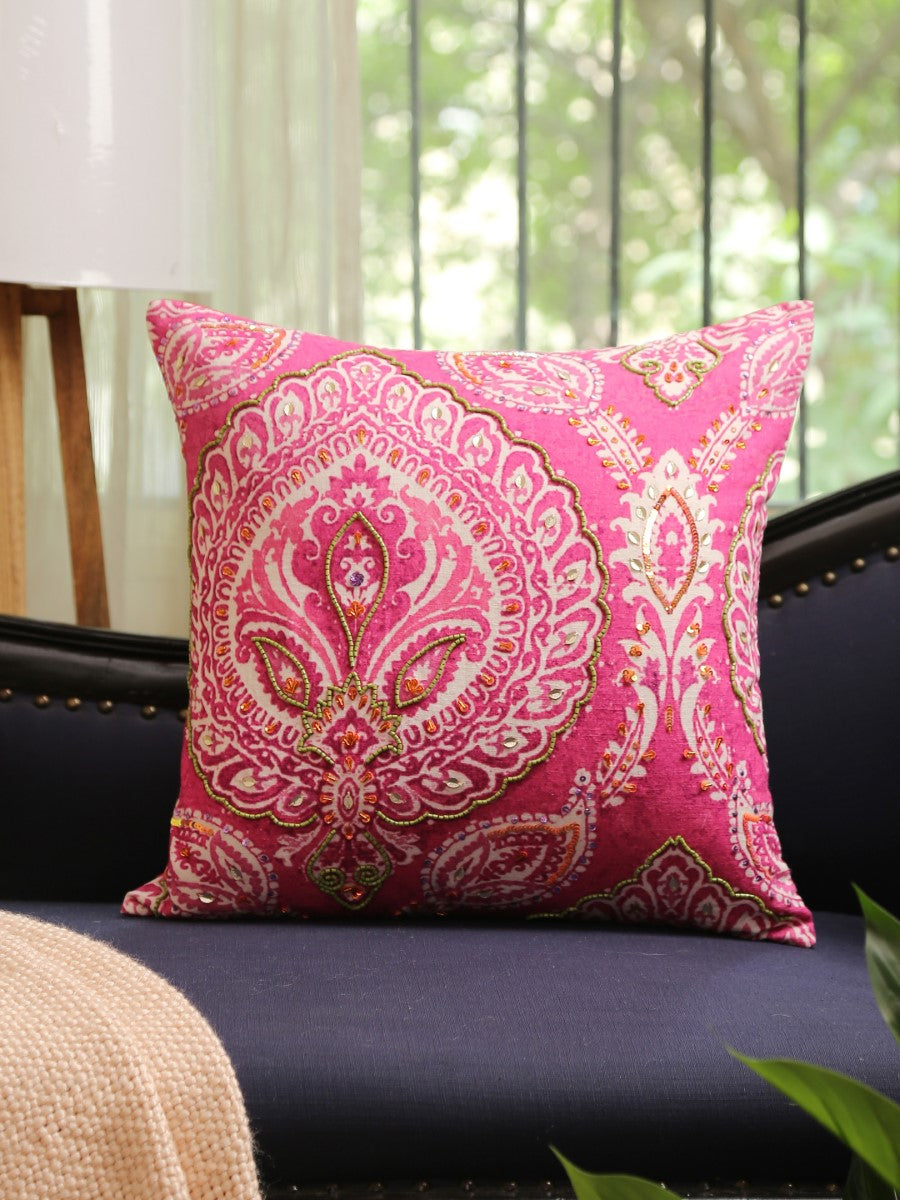 Pink Paisley Cushion Cover