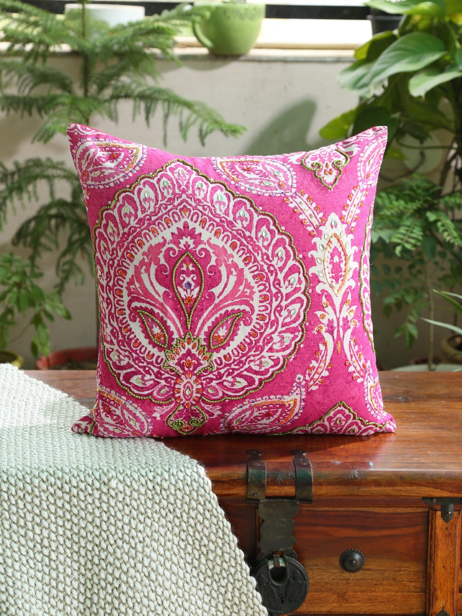 Pink Paisley Cushion Cover