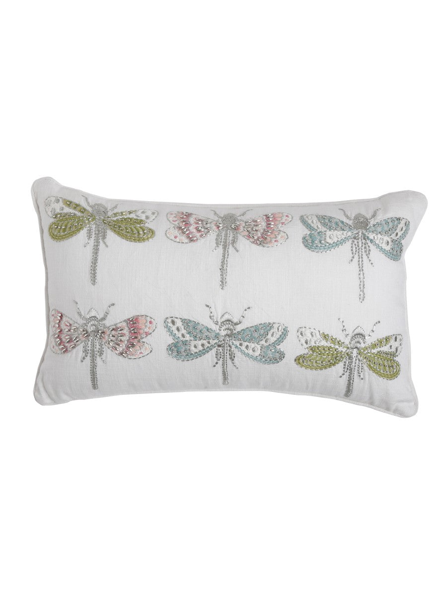 Dragon Fly Design Embroidered Cushion cover