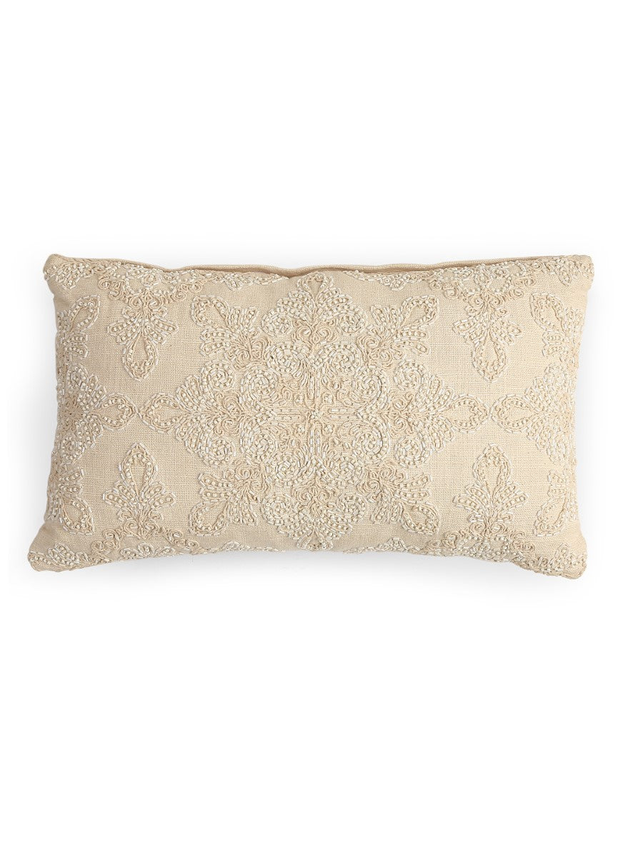 Embellished Dori Work Ivory Cushion Cover