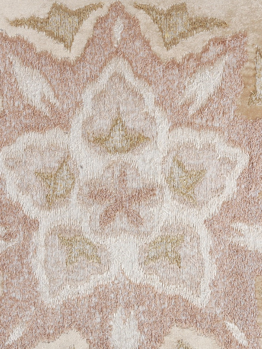 Beige Embroidered Viscose Velvet Cushion Cover