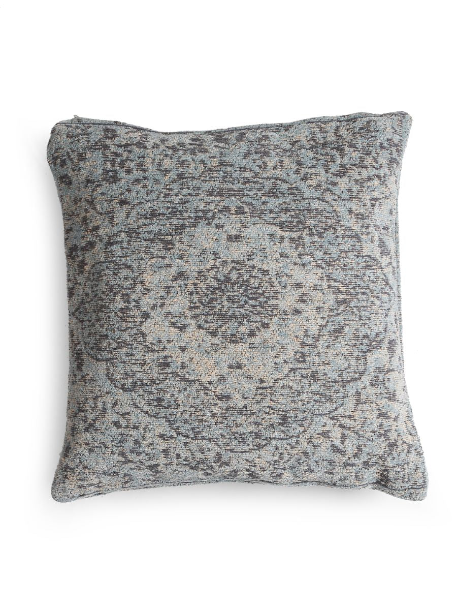 Jacquard Cotton Chenille Cushion Cover In Persian Motif - Blue