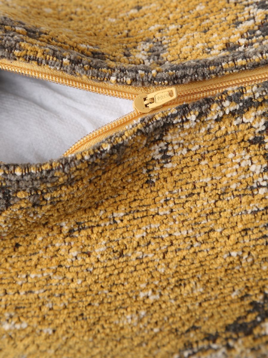 Jacquard Cotton Chenille Cushion Cover In Persian Motif - Yellow & Multicolor