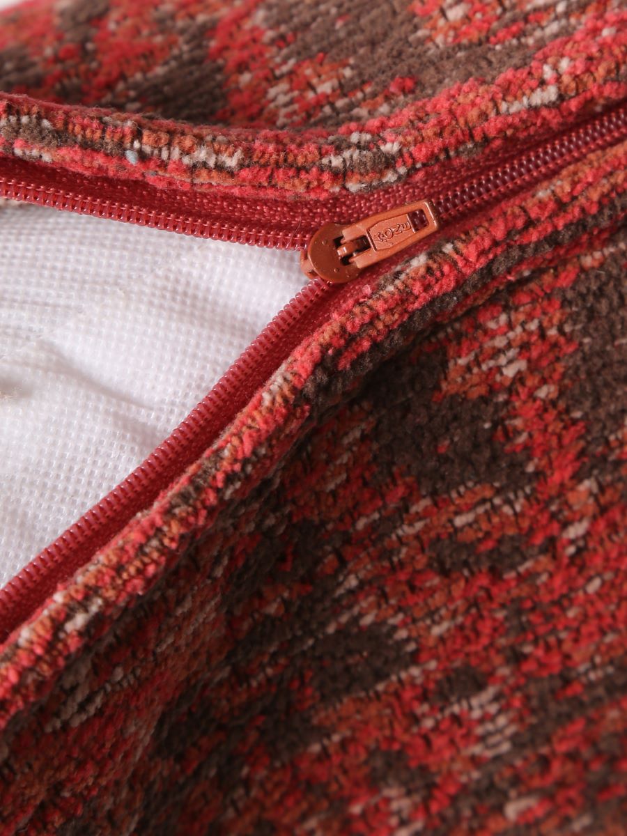 Jacquard Cotton Chenille Cushion Cover In Persian Motif - Deep Red