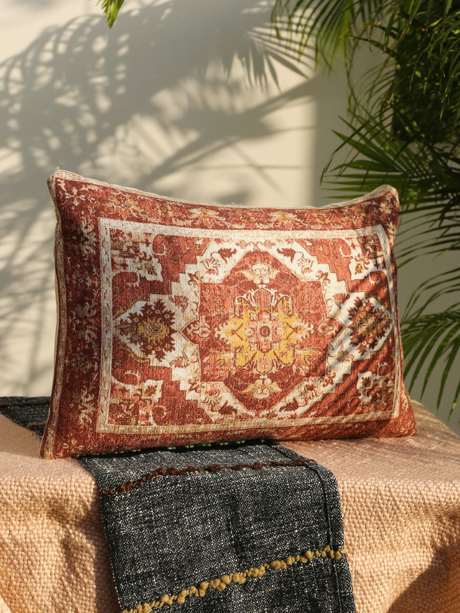 Carpet Design Cushion Cover With Filler - Multicolor