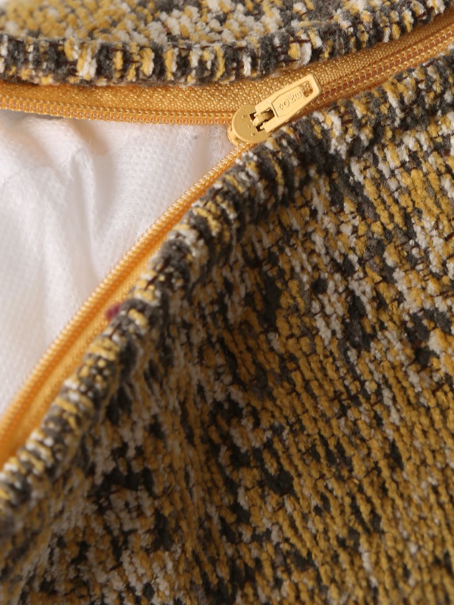 Jacquard Chenille Cushion Cover In Persian Motif  Pillow Style - Yellow & Multicolor