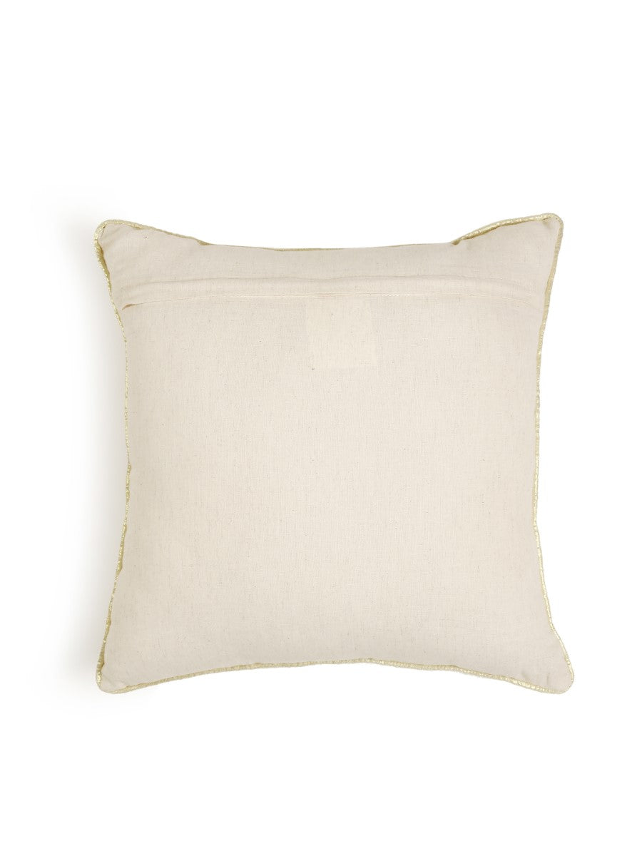 Ivory & Gold Zari Embroidery Cushion Cover