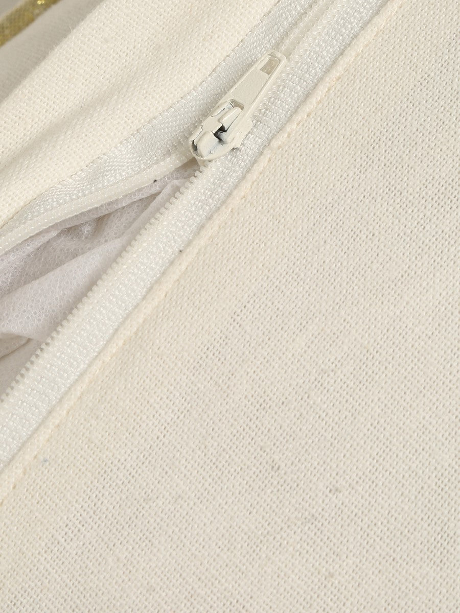 Ivory & Gold Zari Embroidery Cushion Cover