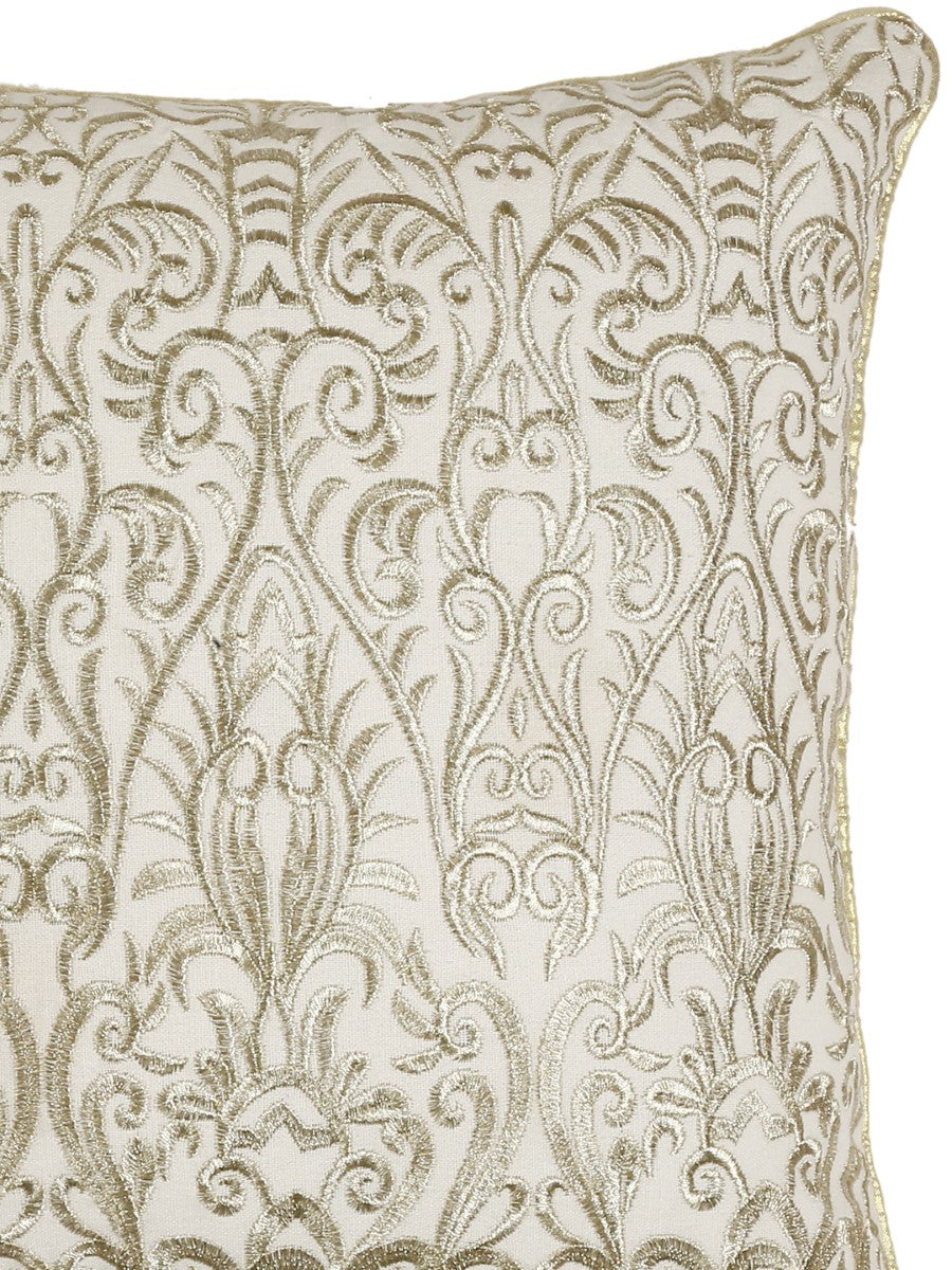Zari Embroidery Ivory Cushion Cover