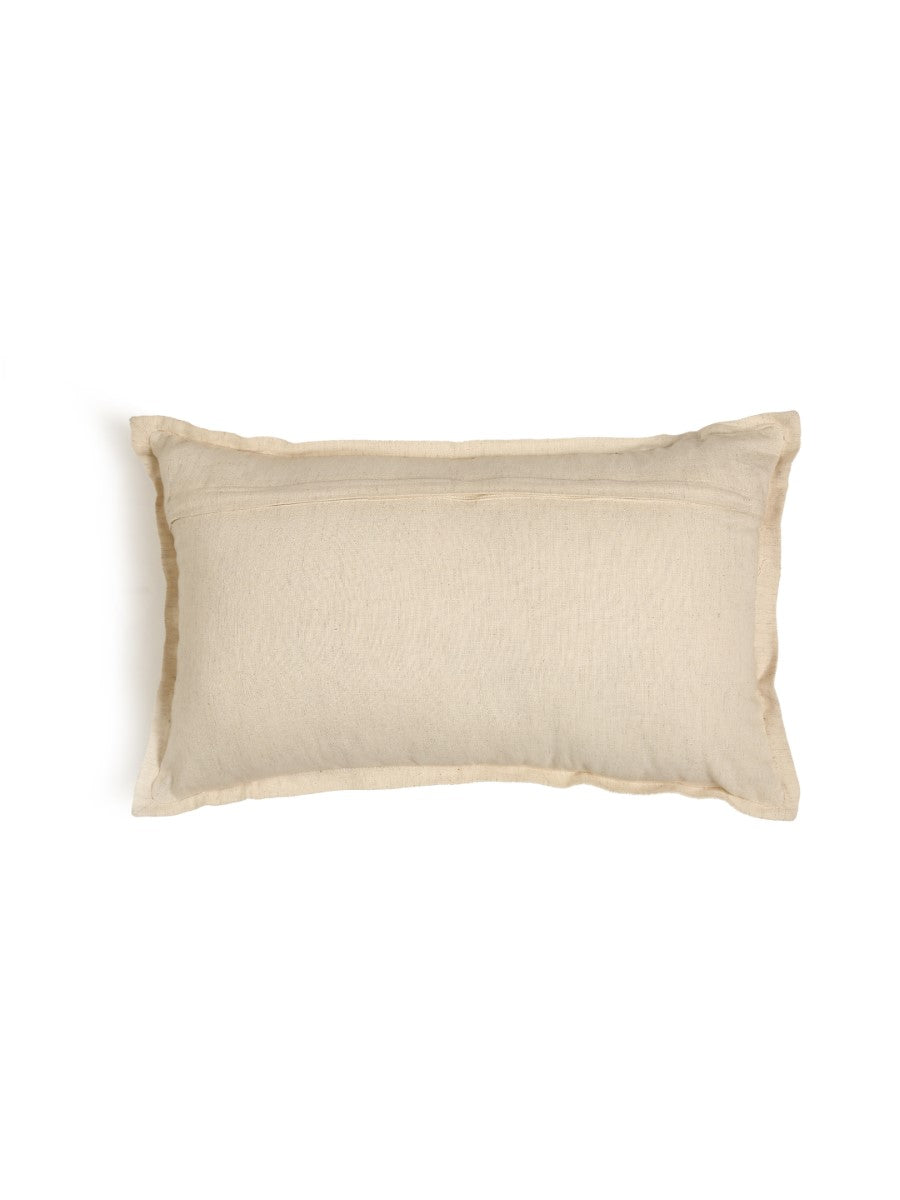 Ivory & Gold Zari Embroidery Pillow Style Cushion Cover