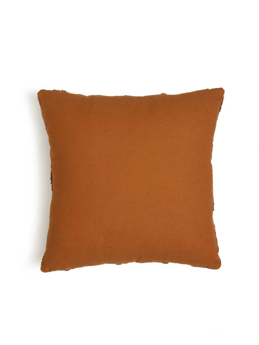 Mustard & Blue Hand Beaded Cushion Cover Wave Design