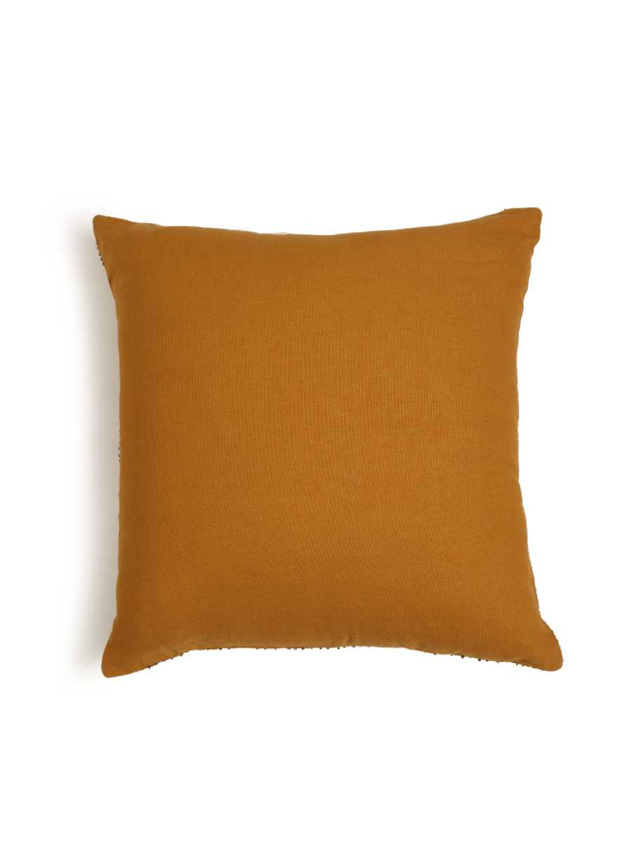 Mustard Hand Beaded Cushion Cover
