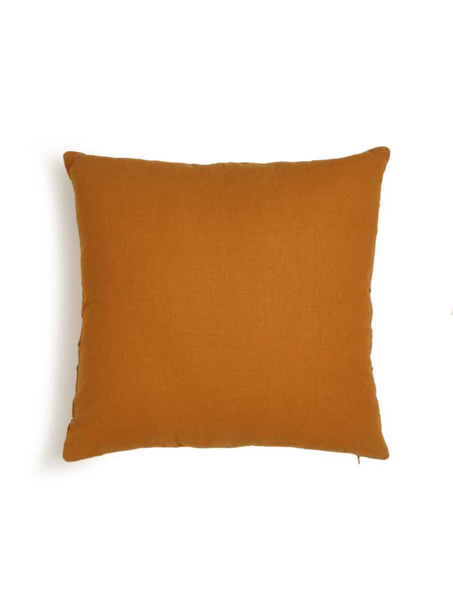 Mustard Hand Beaded Cushion Cover Wave Design
