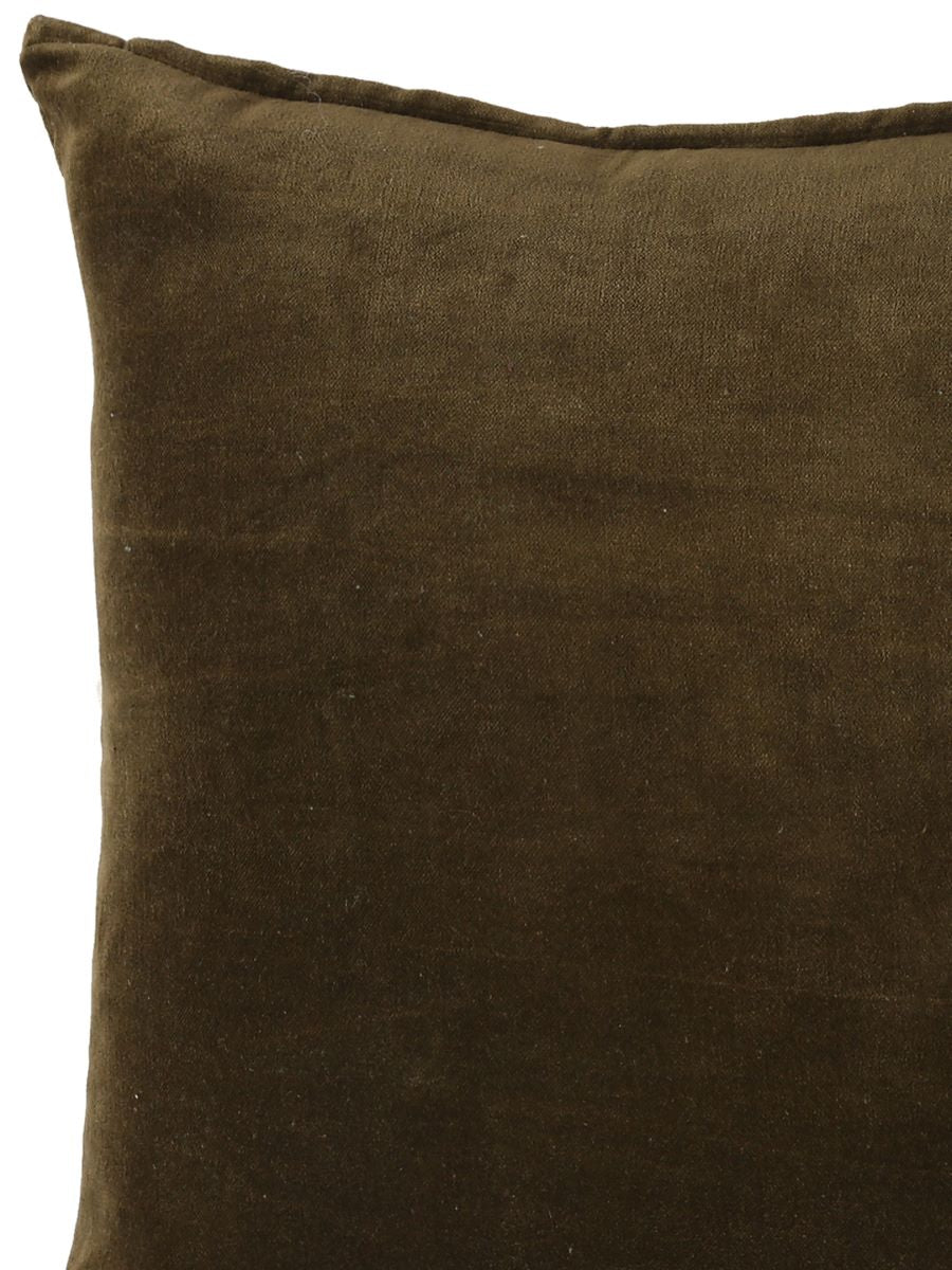 Olive Green Cotton Velvet Cushion Cover