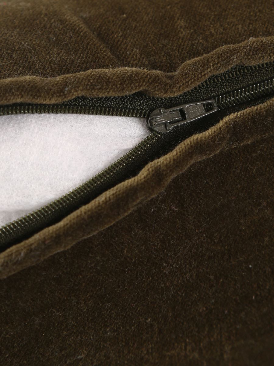 Olive Green Cotton Velvet Cushion Cover