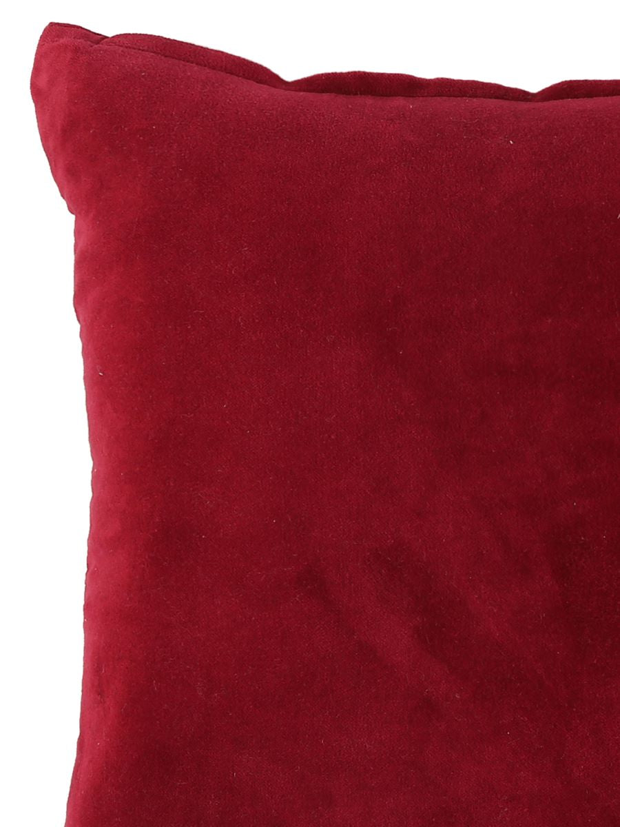Maroon Cotton Velvet Cushion Cover