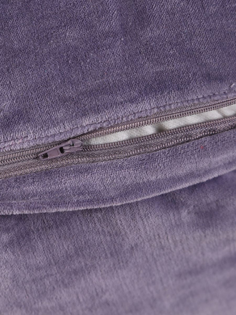 Lavender Cotton Velvet Cushion Cover With Contrast Border Trim