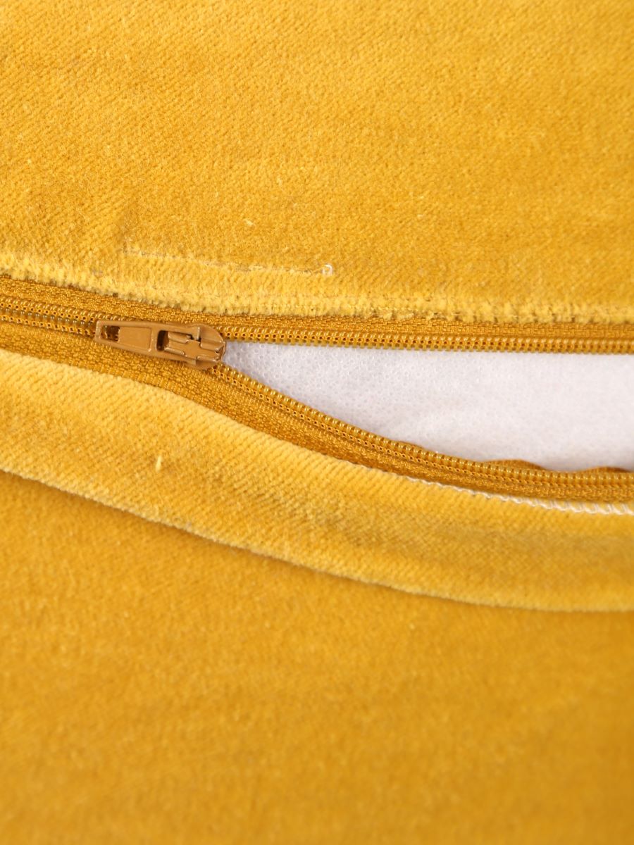 Yellow Cotton Velvet Cushion Cover With Contrast Border Trim