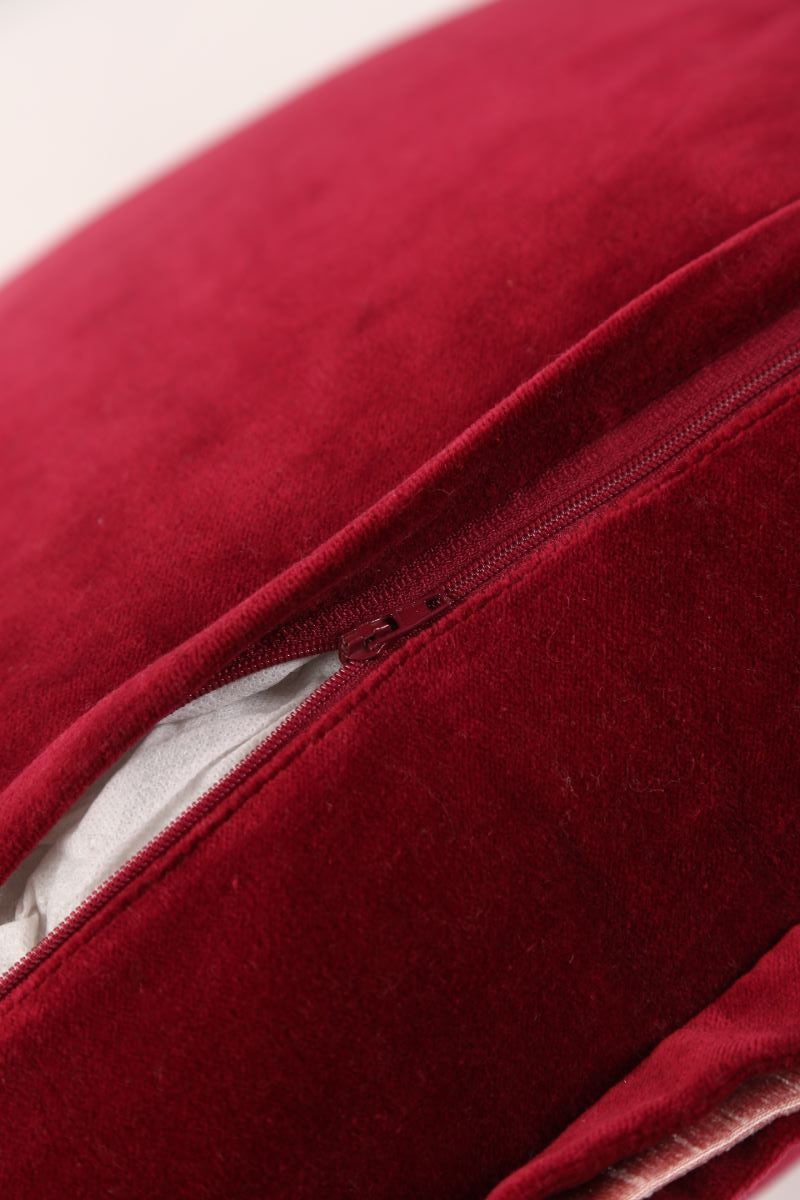 Maroon Cotton Velvet Cushion Cover With Contrast Border Trim