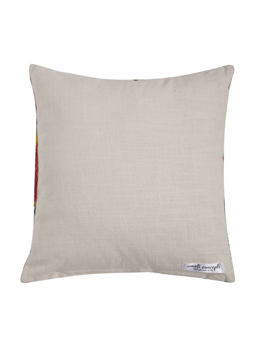 Colorful Leaf Design Embroidered Cushion Cover