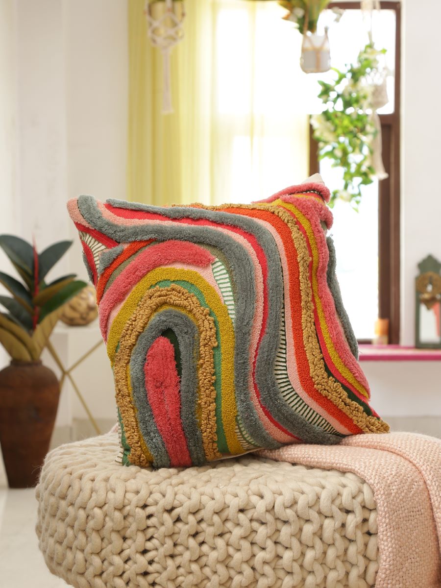 Abstract Design Tufted Colorful Cushion Cover