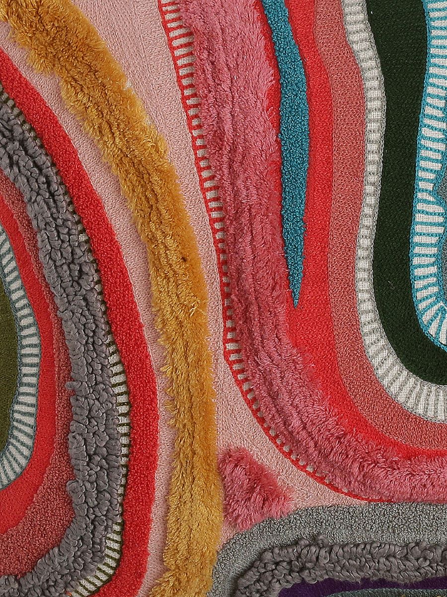 Abstract Design Tufted And Embroidered Cushion Cover